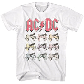 Acdc-Acdc Multi Color Cannons-White Adult S/S T-Shirt - White