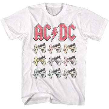 Acdc-Acdc Multi Color Cannons-White Adult S/S T-Shirt - White