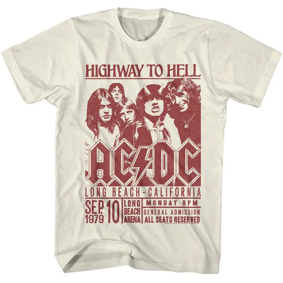 Acdc-Acdc Long Beach Ca-Natural Adult S/S T-Shirt - Natural