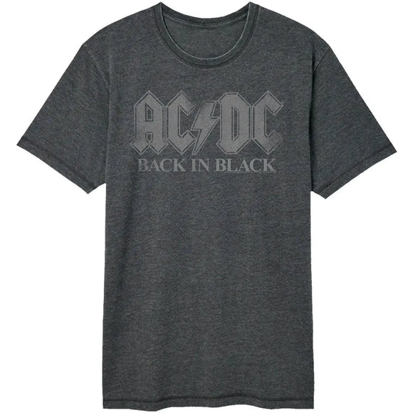 Acdc-Acdc Bib Logo-Black Adult S/S Vintage Wash T-Shirt - Black