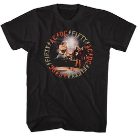 Acdc-Acdc Band On Stage 50-Black Adult S/S T-Shirt - Black