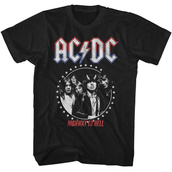 Acdc-Acdc Americana Star Circle-Black Adult S/S T-Shirt - Black