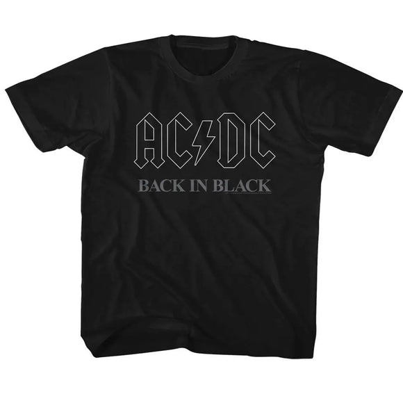 Acdc-Backinblack3-Black Youth S/S T-Shirt-Xs (5-6) - Black