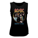 Acdc-Highway To Hell Tricolor-Black Ladies Muscle Tank-S - Black
