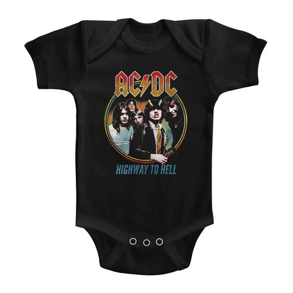 Acdc-Highway To Hell Tricolor-Black Infant S/S Bodysuit-12M - Black