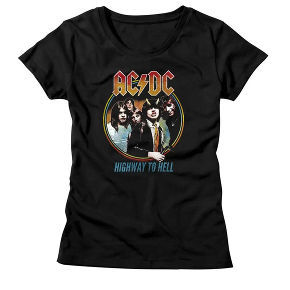 Acdc-Highway To Hell Tricolor-Black Ladies S/S T-Shirt - Black