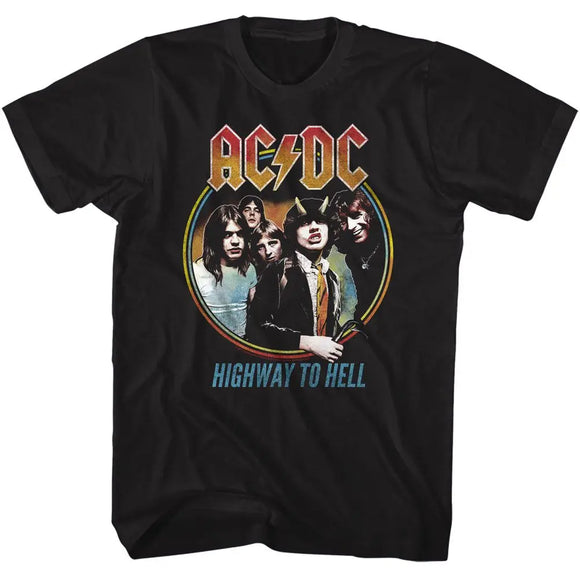 Acdc-Highway To Hell Tricolor-Black Adult S/S T-Shirt - Black
