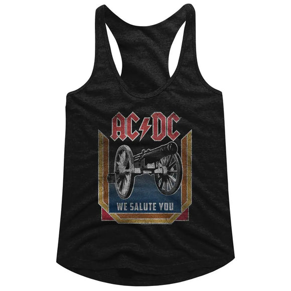Acdc-We Salute You-Black Ladies Slimfit Racerback-S - Black