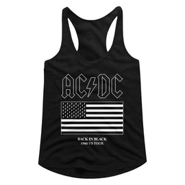 Acdc-Us Tour Flag-Black Ladies Slimfit Racerback-S - Black