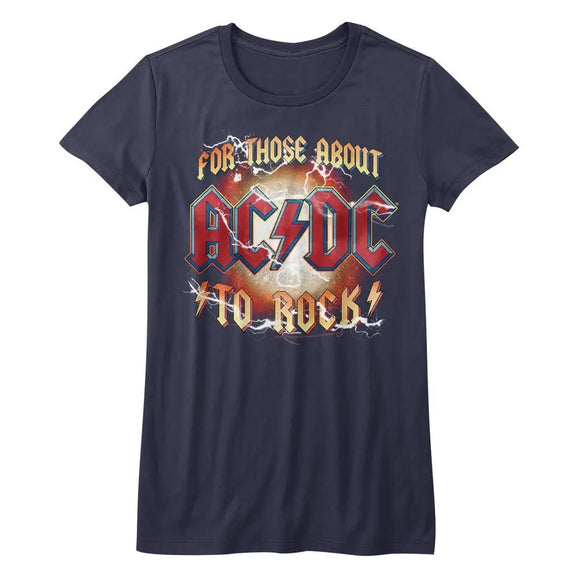 Acdc-Rwb-Navy Ladies S/S T-Shirt - Navy