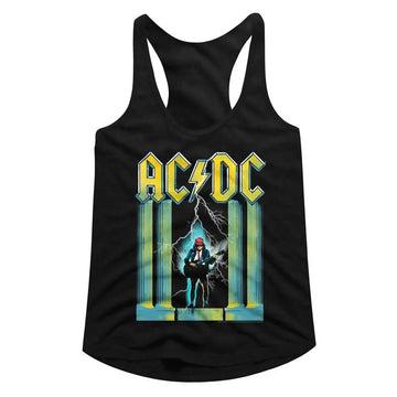 Acdc-Wmhold-Black Ladies Slimfit Racerback-S - Black