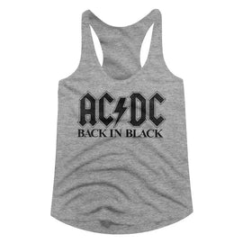 Acdc-Bib In Black-Gray Heather Ladies Slimfit Racerback-S - Gray Heather