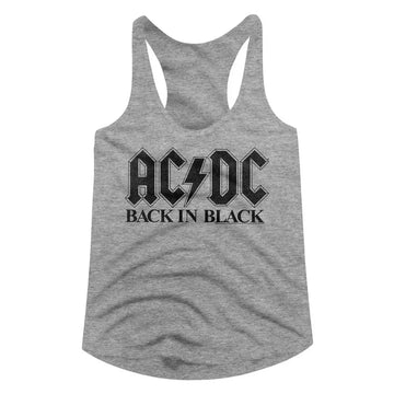 Acdc-Bib In Black-Gray Heather Ladies Slimfit Racerback-S - Gray Heather