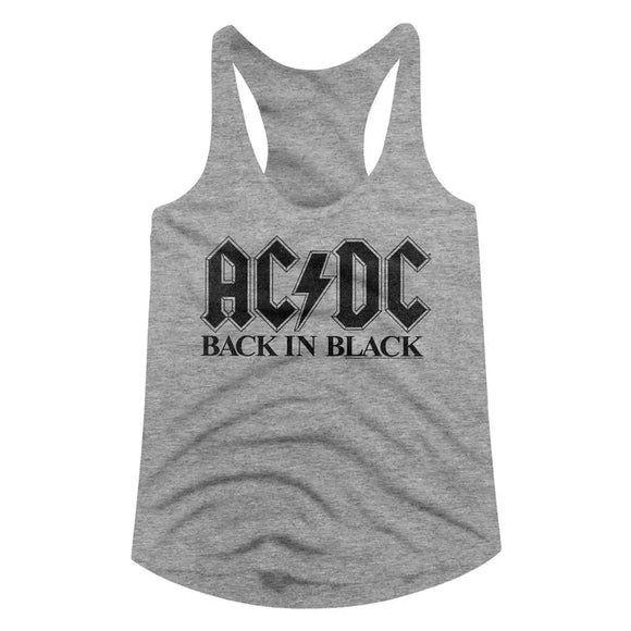 Acdc-Bib In Black-Gray Heather Ladies Slimfit Racerback-S - Gray Heather