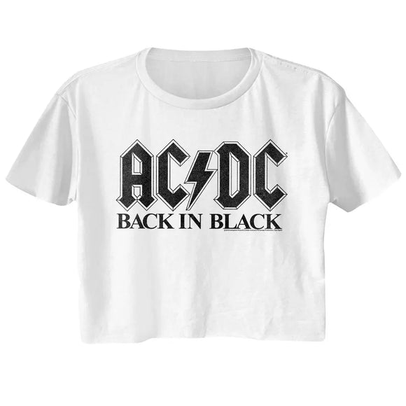Acdc-Bib In Black-White Ladies S/S Festival Cali Crop-S - White