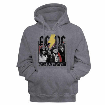 ACDC Hwy2hell Lyrics Gunmetal Heather Adult Hooded Sweatshirt