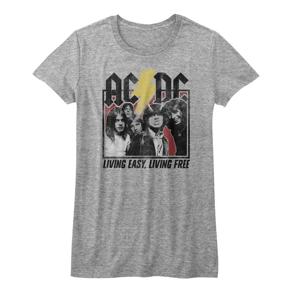 Acdc-Hwy2Hell Lyrics-Athletic Heather Ladies S/S T-Shirt - Athletic Heather