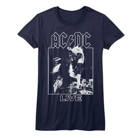 Acdc-Live-Navy Ladies S/S T-Shirt - Navy