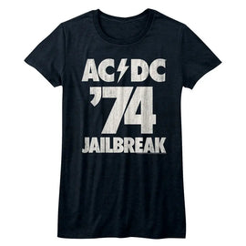 Acdc-Jailbreak-Navy Heather Ladies S/S T-Shirt - Navy Heather