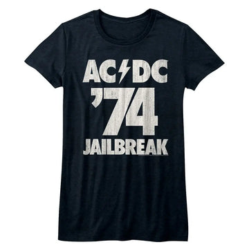 Acdc-Jailbreak-Navy Heather Ladies S/S T-Shirt - Navy Heather