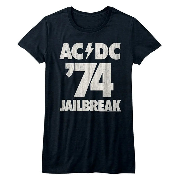 Acdc-Jailbreak-Navy Heather Ladies S/S T-Shirt - Navy Heather