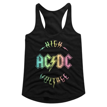 Acdc-Multicolor Voltage-Black Ladies Slimfit Racerback-S - Black