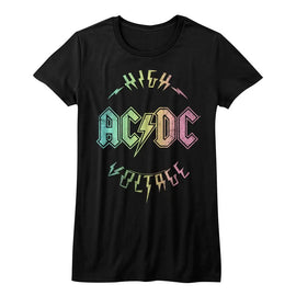 Acdc-Multicolor Voltage-Black Ladies S/S T-Shirt - Black