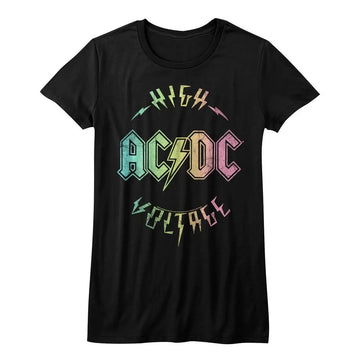 Acdc-Multicolor Voltage-Black Ladies S/S T-Shirt - Black