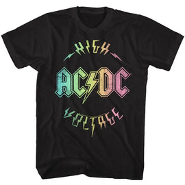 Acdc-Multicolor Voltage-Black Adult S/S T-Shirt - Black