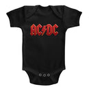 Acdc-Solid Red-Black Infant S/S Bodysuit-12M - Black