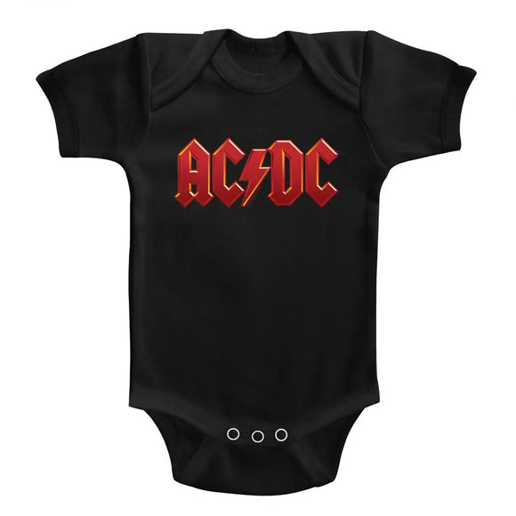 Acdc-Solid Red-Black Infant S/S Bodysuit-18M - Black