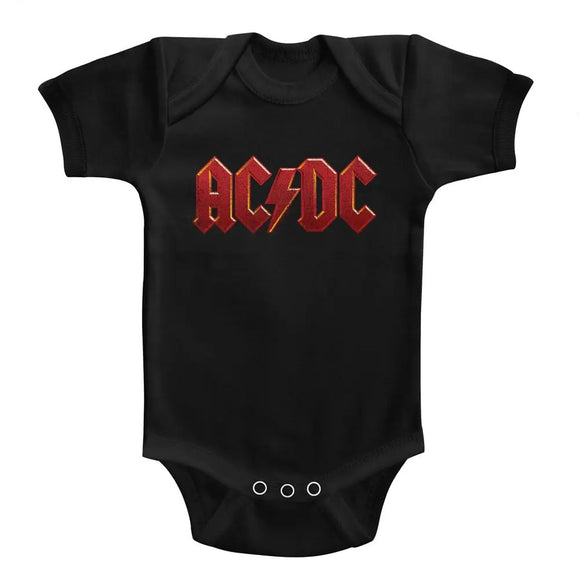 Acdc-Distress Red-Black Infant S/S Bodysuit-24M - Black