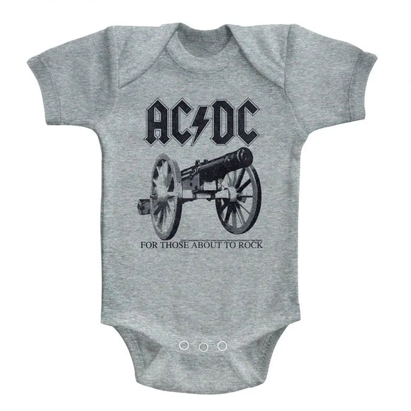 Acdc-About To Rock Again-Gray Heather Infant S/S Bodysuit-18M - Gray Heather