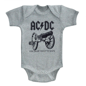 Acdc-About To Rock Again-Gray Heather Infant S/S Bodysuit-6M - Gray Heather