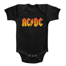 Acdc-Solid Orange-Black Infant S/S Bodysuit-6M - Black