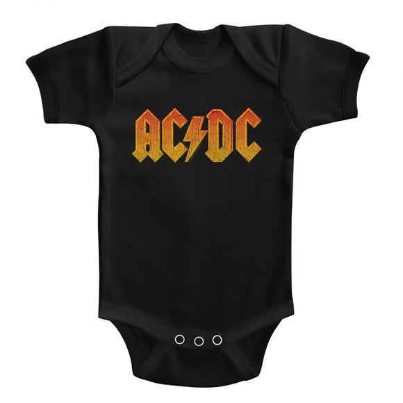 Acdc-Distress Orange-Black Infant S/S Bodysuit-12M - Black