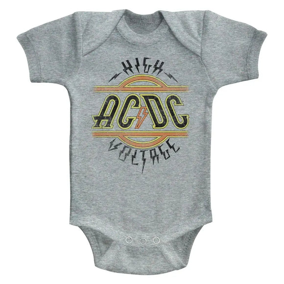 Acdc-High Voltage-Gray Heather Infant S/S Bodysuit-12M - Gray Heather