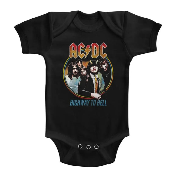 Acdc-Highway To Hell Tricolor-Black Infant S/S Bodysuit-24M - Black