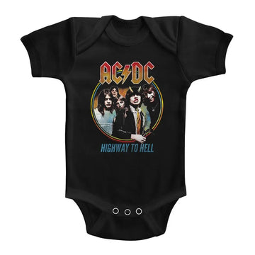 Acdc-Highway To Hell Tricolor-Black Infant S/S Bodysuit-12M - Black