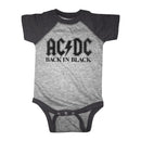 Acdc-Bib In Black-Gray Heather/Vintage Smoke Infant S/S Baseball Bodysuit-12M - Gray Heather/Vintage Smoke