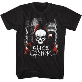 Alice Cooper-Alice Cooper Hooded Skull-Black Adult S/S T-Shirt S - Black