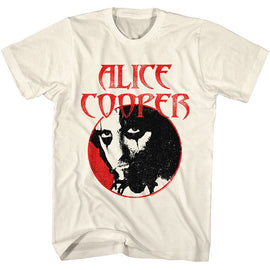 Alice Cooper-Alice Cooper Circle Face-Natural Adult S/S T-Shirt - Natural