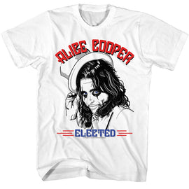 Alice Cooper-Alice Cooper Elected-White Adult S/S T-Shirt - White