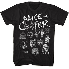 Alice Cooper-Alice Cooper Collage-Black Adult S/S T-Shirt S - Black