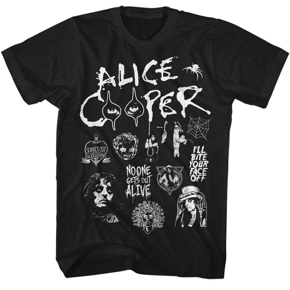 Alice Cooper-Alice Cooper Collage-Black Adult S/S T-Shirt S - Black