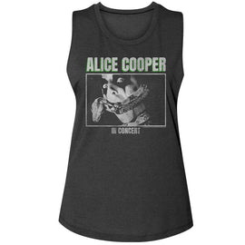 Alice Cooper-Alice Cooper In Concert-Charcoal Ladies Na Muscle Tank-S - Charcoal