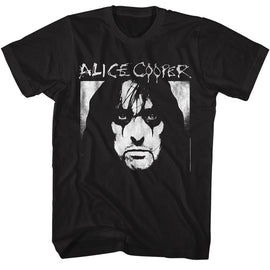 Alice Cooper-Alice Cooper Face And Logo-Black Adult S/S T-Shirt - Black