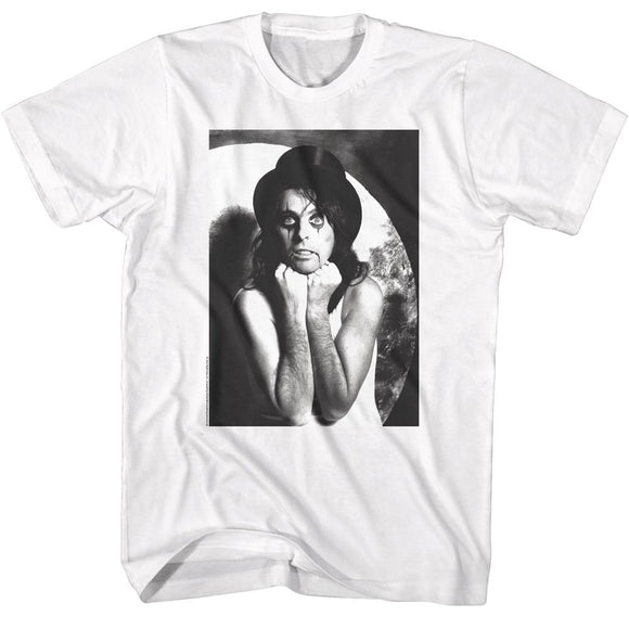 Alice Cooper-Alice Cooper Bw-White Adult S/S T-Shirt - White