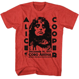 Alice Cooper-Alice Cooper Cobo Arena 1971-Red Heather Adult S/S T-Shirt - Red Heather