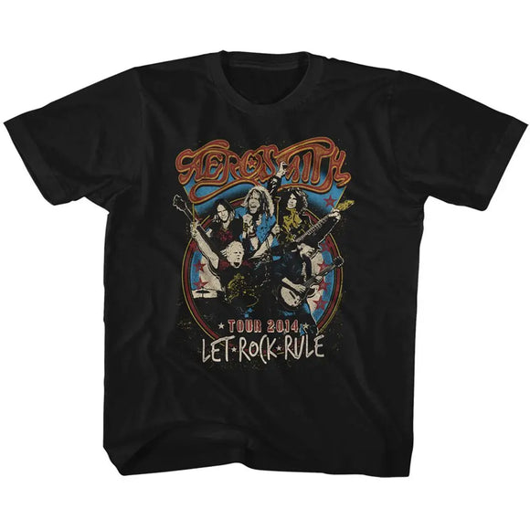 Aerosmith-Let Rock Rule-Black Youth S/S T-Shirt (7-8) - Black